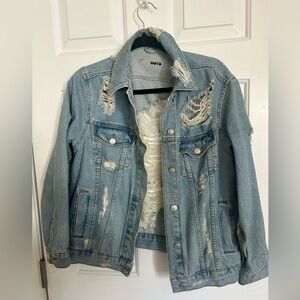 Top Shop oversized distressed jean jacket